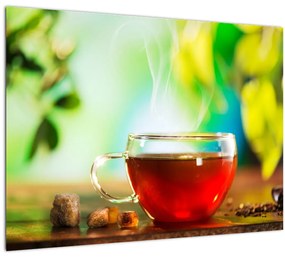 Tablou pe sticlă - Natura moartă, ceai (70x50 cm)