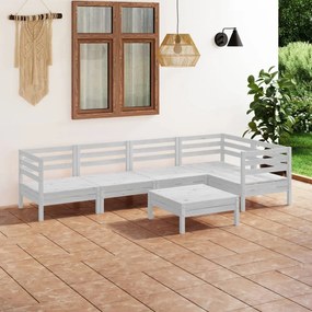3082703 vidaXL Set mobilier de grădină, 6 piese, alb, lemn masiv de pin