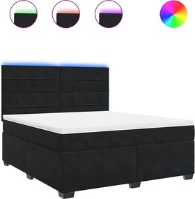 vidaXL Pat box spring cu saltea, negru, 180x200 cm, catifea