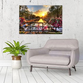 Tablou - Răsărit de soare la Amsterdam (90x60 cm)