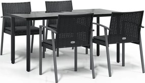 vidaXL Set mobilier de grădină cu perne, 5 piese, poliratan și oțel