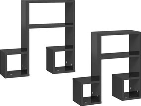 vidaXL Rafturi de perete 2 buc. gri lucios 50x15x50 cm lemn prelucrat