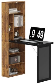 HOMCOM Birou de calculator pliabil cu bibliotecă, stație de lucru, tablă neagră și raft reglabil, 98x51x153cm, măr brun | Aosom Romania