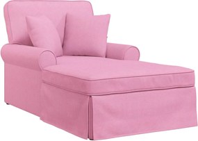 vidaXL Chaise Lounge cu fustă cu pernă cu pernă 3 pcs Roz țesătură