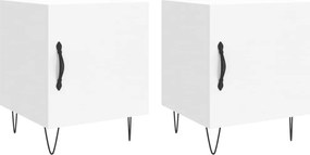 vidaXL Noptiere, 2 buc., alb, 40x40x50 cm, lemn compozit