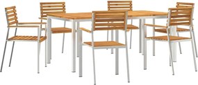 vidaXL Set de masă pentru grădină 7 pcs Maro Lemn Solid de Acacia