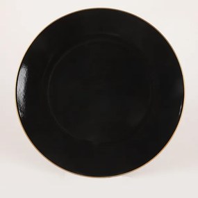 Set veselă 44 piese, negru/auriu, din ceramică tip stoneware