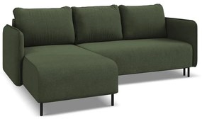 Colțar verde extensibil/cu spațiu de depozitare (cu colț pe partea stângă) Luana – Makamii