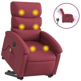 3204017 vidaXL Fotoliu de masaj electric rabatabil cu ridicare roșu vin textil
