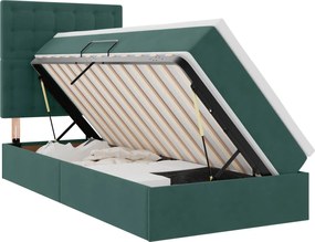 vidaXL Pat cu saltea și LED cu saltea Verde închis 90 x 190 cm Catifea