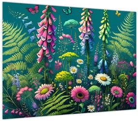 Tablou pe sticlă - Flori de câmp (70x50 cm)