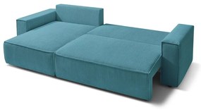 Colțar turcoaz extensibil cu tapițerie din catifea reiată Nihad – Bobochic Paris