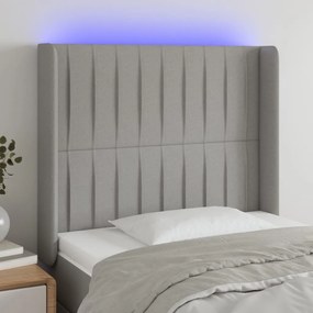 vidaXL Tăblie de pat cu LED, gri deschis, 83x16x118/128 cm, textil