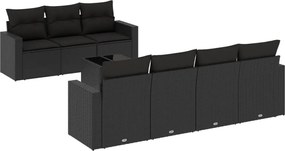 vidaXL Set mobilier de grădină cu perne, 8 piese, negru, poliratan