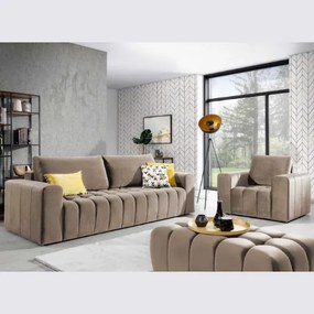 Set canapea extensibila, fotoliu si taburet bej Lazio