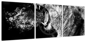 Tablou - Portretul unei leoaice (cu ceas) (90x30 cm)