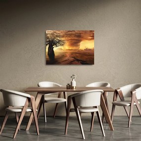 Tablou pe sticlă cu norii portocalii (70x50 cm)
