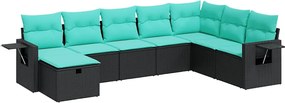 vidaXL Set mobilier de grădină cu perne, 8 piese, negru, poliratan