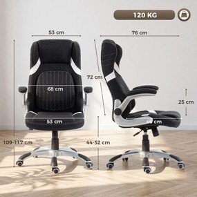 Vinsetto Scaun de Birou Ergonomic din Material Tip In, cu Suport Lombar, Înălțime Reglabilă, Funcție Balans, Negru | Aosom Romania