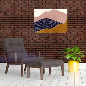 Tablou pe sticlă - Soarele deasupra munților (70x50 cm)