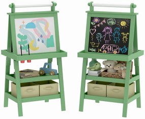 AIYAPLAY Tablă de Desen Dublă Pentru Copii 3-6 Ani, 59x48x118 cm, Verde | Aosom Romania