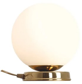 Lampa de masa din metal auriu si abajur din sticla Ball, 20 cm