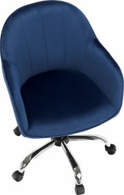 Scaun de birou, material textil din catifea albastru / crom, EROL