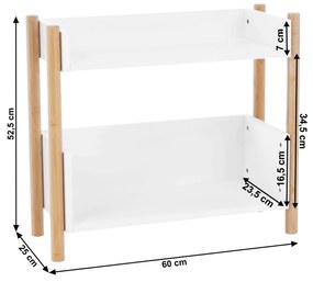 Etajera cu 2 rafturi, bambus natural   alb, BALTIKA TYPE 1