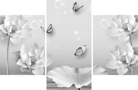 Tablou - Design flori și fluturi (90x60 cm)
