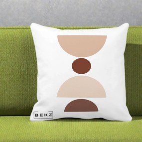 Perna Decorativa Geometric Boho Cerc si Boluri, 40x40 cm, Alba Mata, Husa Detasabila, Perna Inclusa, BEKZ®