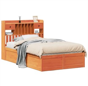 vidaXL Cadru pat fără saltea, maro ceruit, 135x190 cm, lemn masiv pin