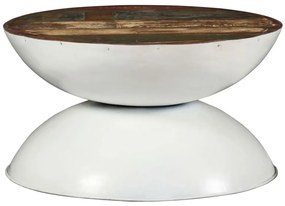 244899 vidaXL Măsuță de cafea, bază albă, 60x60x33 cm, lemn masiv reciclat