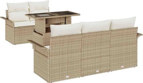 vidaXL Set de canapele pentru grădină cu pernă 6 pcs Bej Poli Rattan