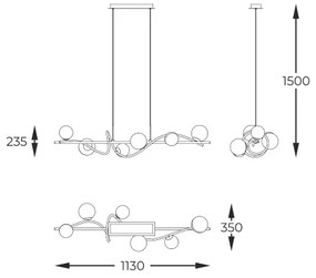 Lustră pe cablu Zuma Line MD3145-6-EBGN NISYRO 6xG9/3,5W/230V negru