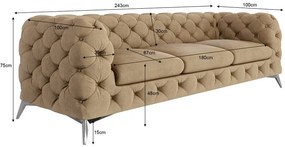 Canapea maro deschis cu tapițerie din catifea 243 cm Chelsea – Ropez