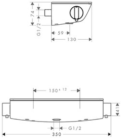 Baterie de dus termostatata, Hansgrohe, Ecostat Select, Cu polita de sticla securizata, Crom