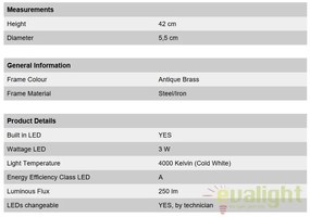 Lampa LED cu clips design modern Mira LA 4-1134/1 Patina OR