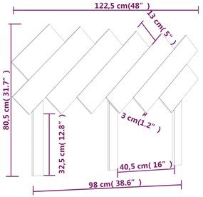 Tablie de pat, gri, 122,5x3x80,5 cm, lemn masiv de pin Gri, 122.5 x 3 x 80.5 cm, 1