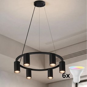 Brilagi - Lustra LED RGBW reglabilă suspendată pe cablu SELE 6xGU10/6,5W/230V neagră