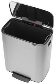 Cos de gunoi cu pedala Brabantia Bo Pedal 1003186, 60 L, Inchidere lina, Baza antiderapanta, Rezistent la amprente, Inox/Mat
