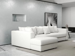 Colțar extensibil dumonde cu ladă de depozitare si sezut confortabil din spuma high-density, Gloria Euphoria Ivory 320x183 cm