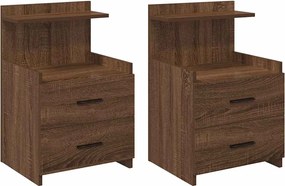 vidaXL Noptiere 2 buc. cu 2 sertare, stejar maro, 40x36,5x62 cm