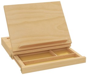 Vinsetto Șevalet pentru Pictură, Pliabil, cu Înclinare Reglabilă și Sertar cu Rafturi, 33,5x26x26 cm, Lemn Natural | Aosom Romania