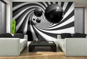 Fototapet - 3D tunel alb negru (254x184 cm), în 8 de alte dimensiuni noi