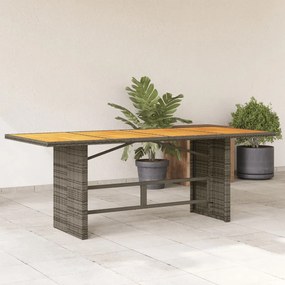 vidaXL Masă grădină, blat din lemn acacia gri 190x80x75 cm poliratan