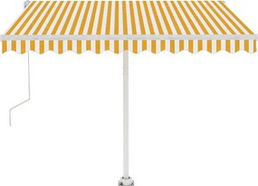 vidaXL Copertină autonomă retractabilă automat galben&alb 300x250 cm