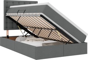 vidaXL Pat cu saltea și LED cu led Gri închis 120 x 190 cm Poliester
