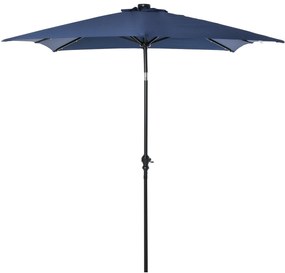 Outsunny Parasol de gradina Parasol drept 3 x 2 m luminos rectangular inclinabil cu LED solar otel poliester densitate mare albastru | Aosom Romania