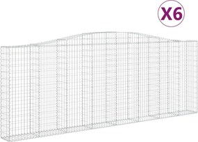 vidaXL Coșuri gabion arcuite 6 buc, 400x30x140/160 cm, fier galvanizat