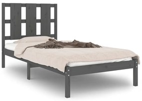 3105567 vidaXL Cadru de pat single, gri, 90x190 cm, lemn masiv